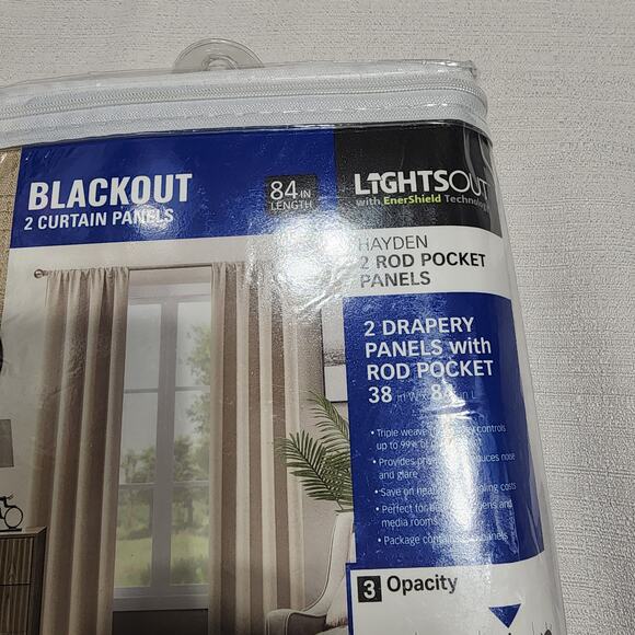 Hayden blackout curtains W38'' x L 84'' 2 rod pocket panels - Picture 4 of 6